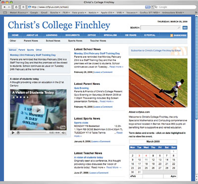 Christ’s College Finchley, UK homepage