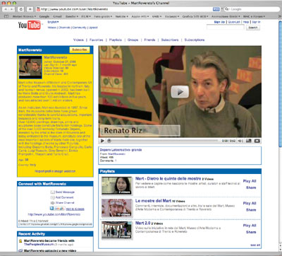 Il canale del Mart di Rovereto su YouTube